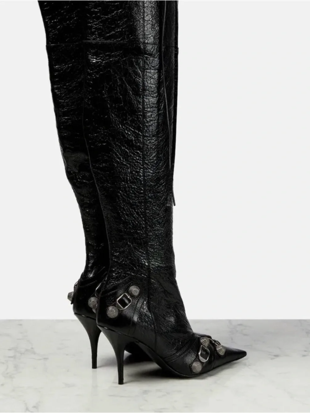 Balenciaga Black Over-the-Knee Cagole Boots